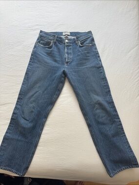 Agolde Riley Straight-Leg Blue Jeans